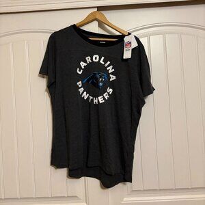 Carolina Panthers T Shirt Women 2XL Dark Gray NWT NEW NFL Team Apparel Crew Neck